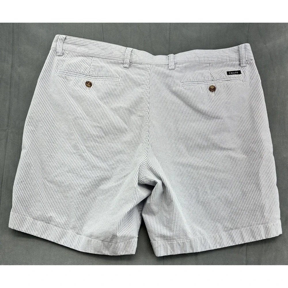 Chaps Shorts Mens 40 Blue White Stripe Stretch Classic Fit Chino Casual Summer